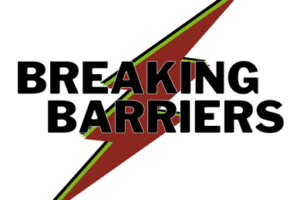 Lightning bolt image with Breaking Barriers written overlapping